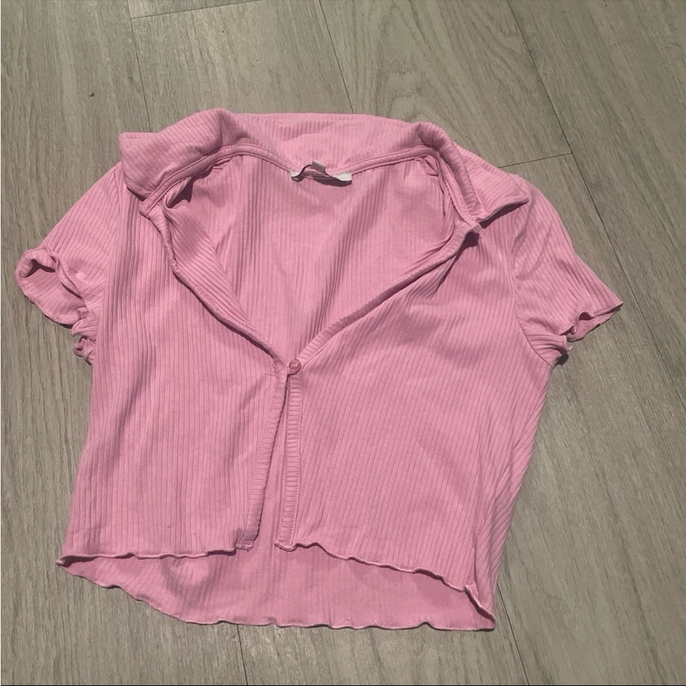 Love Tree Pink Ribbed Crop Top